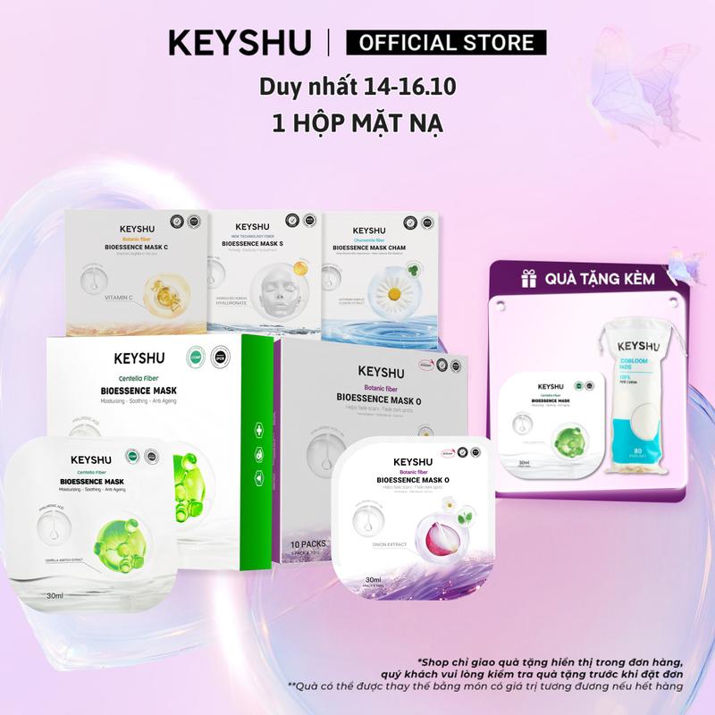 Hộp Mặt Nạ Sợi Xơ Rau Má Centella Fiber KEYSHU 10 Miếng 30ML Dưỡng Ẩm, Làm Mềm Da, Hỗ Trợ Ngăn Ngừa Lão Hóa