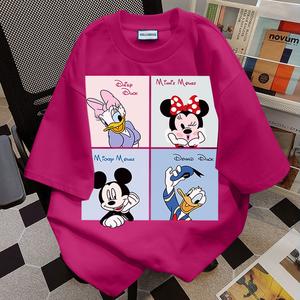 HP-220g creative style DIY Mickey Mouse printed 100% cotton shirt anime cartoon men and women with the same paragraph fun short-sleeved （Shipped within 24 hours).S-XXXLSize Comfortable Women's Clothing
