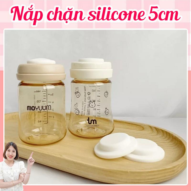 Nắp chặn sữa Silicon cho bình cổ rộng 5cm vừa bình Moyuum Gros Mk Tovi Bebe..