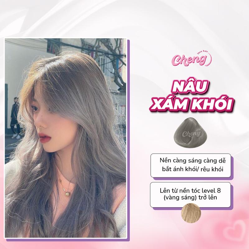 Thuốc Nhuộm Tóc Màu NÂU XÁM KHÓI Cần Tẩy | Chenglovehairs Chengloveshair Chenglovehair