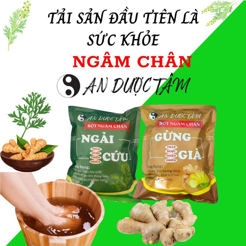 COMBO 200 Túi Lọc Ngâm Chân An Dược Tâm Thảo Dược VIỆT NAM. 100 Túi Ngải Cứu + 100 Túi Gừng Già