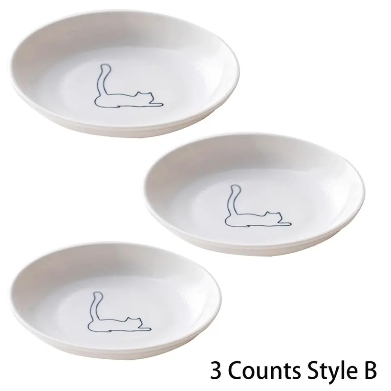 Cat Pattern Ceramic Bowl, 3 Counts/set Pet Feeding Bowl, Pet Food Bowl, Pet Water Bowl, Pet Feeding Supplies, Dog & Cat Accessories 3
