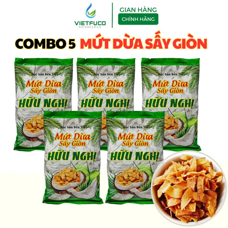 Combo 5 gói Mứt dừa khô sấy giòn Hữu Nghị ( 5 gói x 275g )