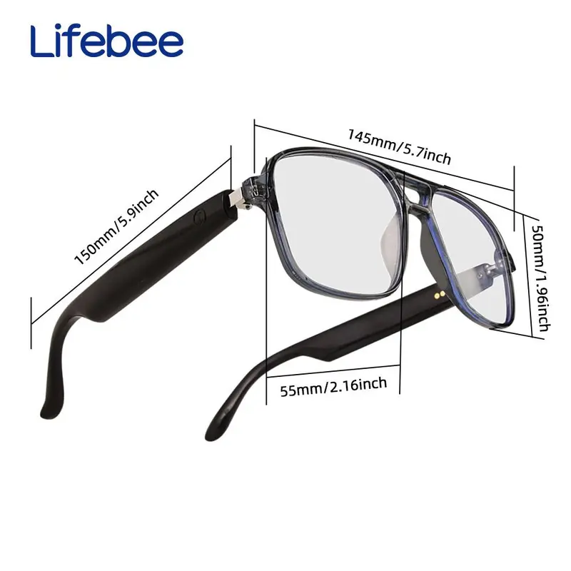 LIFEBEE Smart Audio Changing Glasses, Multifunctional Smart Glasses, Remote Control Photo Taking Glasses, Digital Audio Calling Glasses, Durable Voice Assistant Glasses 2