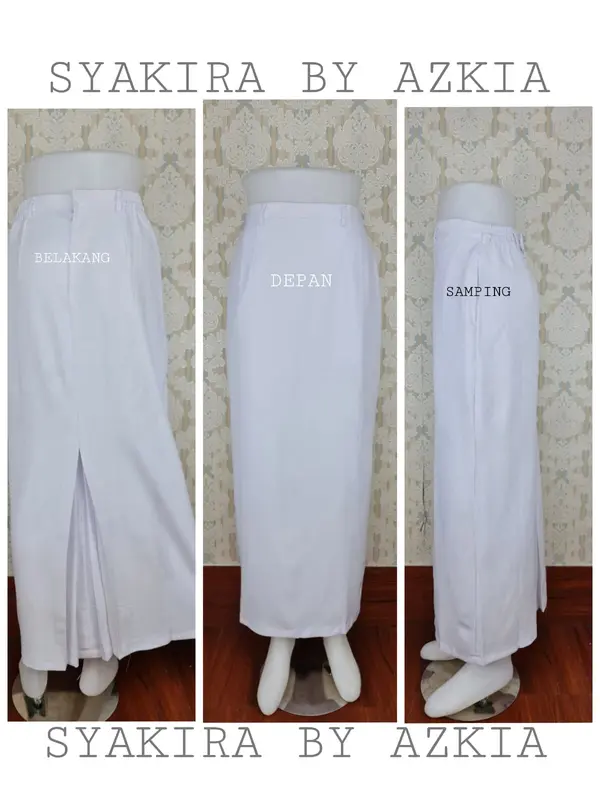 Rok kerja kantor wanita bahan model span warna pink baby,khaki, silver, coksu, putih, milo, dongker, abu tua dan maroon Brand Syakira by Azkia Putih Slim-fitting Stretch Formal 4