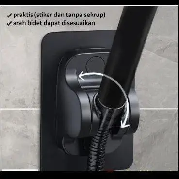 Bracket Gantungan Shower Tanpa Bor - Holder Shower Plastik Warna Hitam Gantungan Shower kamar mandi tempel Bracket Holder shower Tempel Tempat kepala Shower HItam & Chrome
