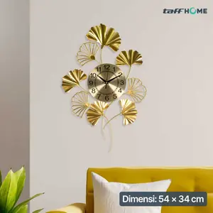 TaffHOME Jam Dinding Besi Ginkgo Biloba Silent Movement 54cm - MW-35