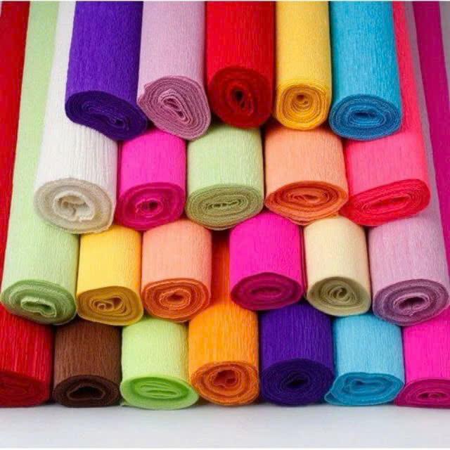 Cuộn Giấy Nhăn Nhún Làm Hoa Thủ Công Hoa Mỹ Thuật Đủ Màu Phụ Kiện Decor Trang Trí bản rộng 50cm Diy