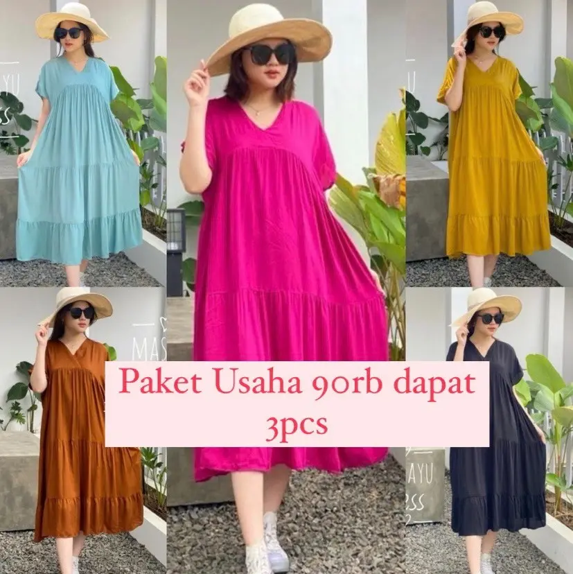 DASTER KANZIA - DASTER MASAYU || 100RB DAPAT 3pcs Polos Rayon Nyaman Premium || Paket Murah Daster Dress Kancing