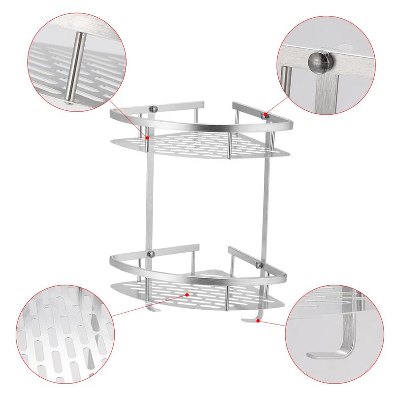 Rak Sudut Kamar Mandi Aluminium Corner Shelf Rack 2 Layers - G48 - Silver 4