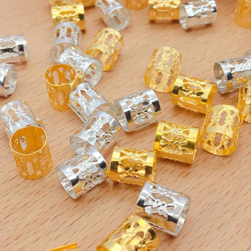 50 cái Phụ kiện tóc Hạt dreadlocks Charm Trang sức Vòng buộc tóc Tự làm Ống bện…