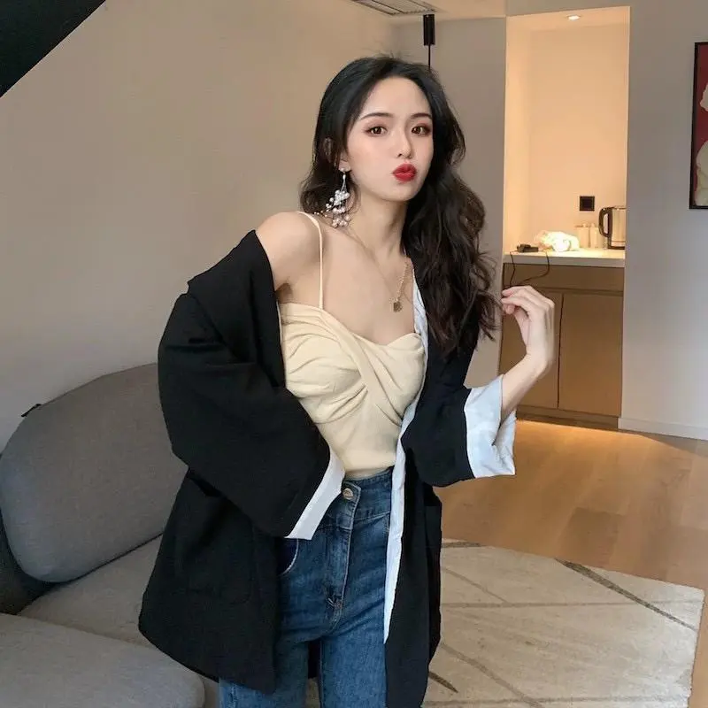 Blackpink Tanktop Olivia Croptop Silang Fit Bahan Rajut Pakaian Wanita Style Korea 4038 8