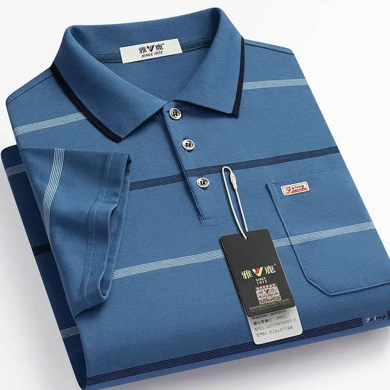 Áo Thun Nam ngắn Tay Áo Polo Khối, Thích Hợp Cho Nam Trung Niên, Áo Sơ Mi Nam, Cho Bố Chất lượng cao MenswearShirtCó Cổ
