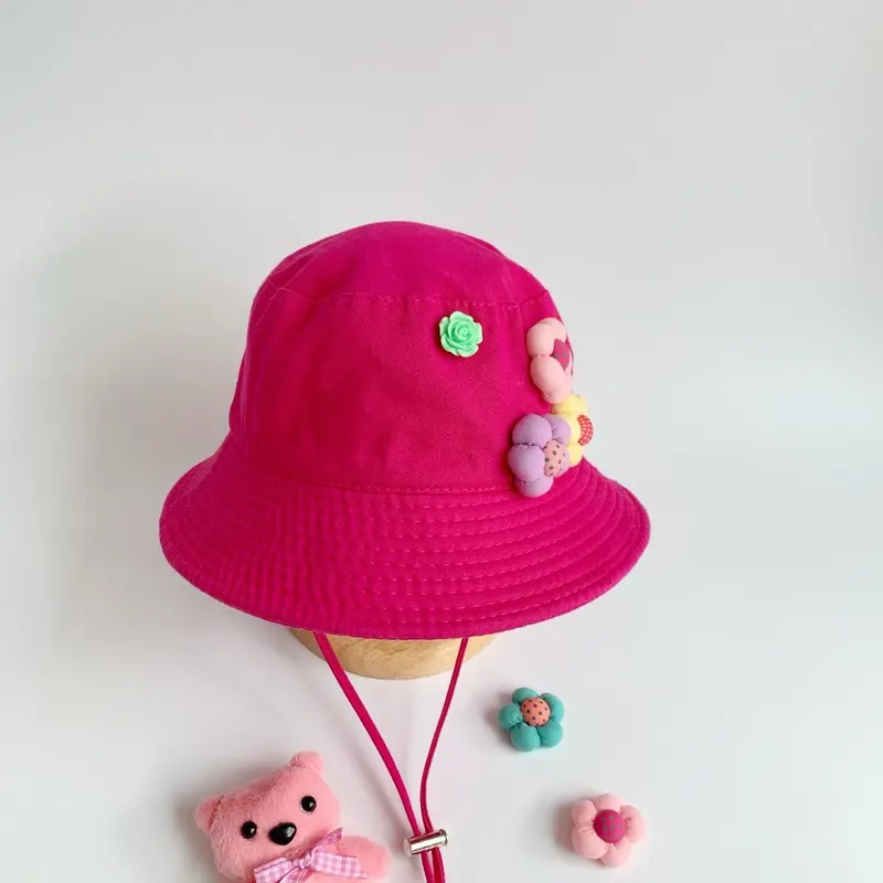 [Mũ Nón Trẻ Em 3-8tuổi] Nón vành Đính Hoa Nhí- 15-25kg(vòng đầu:50-53cm)- Chất vải cotton mềm mịn. 5