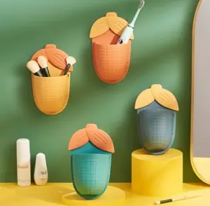 Wadah Tempat Penyimpanan Sikat Gigi Dan Odol Motif Jagung Dipasang di Dinding Kamar mandi