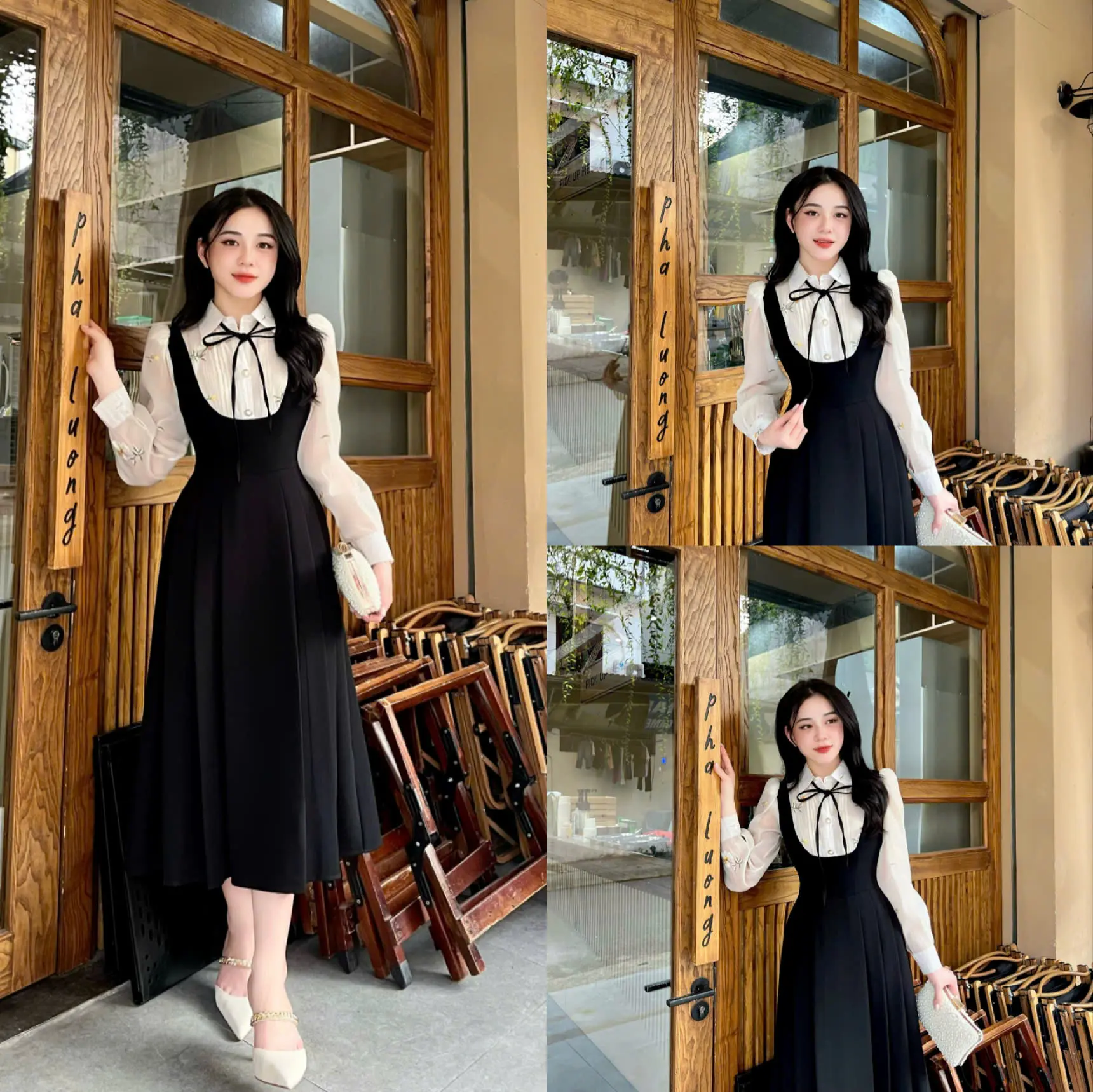 Váy Thiết Kế Evii N23 dành cho nữ  Đầm thiết kế cổ Đức phối tơ thêu hoa vàng thủ công dáng dài che khuyết điểm bụng phù hợp đi làm đi chơi và đi dự tiệc Women Dress Voan Đen