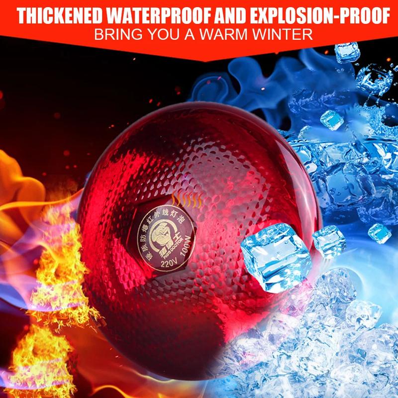 Product Introduction of 250W Poultry Infrared Heat Lamp Waterproof Anti-Explosion Thickened Light Bulbs ​ For Piglet Chicken Duck Birds E27 Heating Lamp 14
