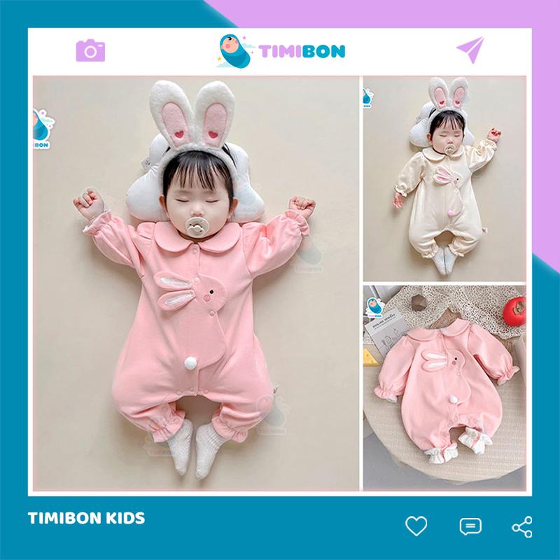 Quần Áo Trẻ Em Sơ Sinh Bộ Đồ Liền Thân Dài Tay Cotton Bodysuit Hình Thỏ Cho Bé [BDD40]