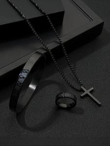 Juego de Joyería de Moda, Juego de Joyería de Acero Inoxidable, Incluye Anillo, Pulseras y Collar con Colgante, Juego de Joyería Versátil y Exquisito para Regalo de Cumpleaños