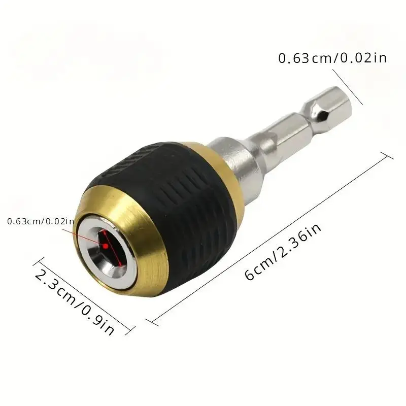 60mm 1/4 Inch Hex Shank Drill Bit Holder, Quick Release Locking Drill Extension Rod, Hex Shank Drill Adapter for Electric Drill, Impact Drill, Air Drill 1