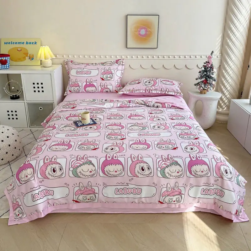 Bộ chăn ga gối lụa thái 4 món chăn trần bông hàng nhập khẩu 7