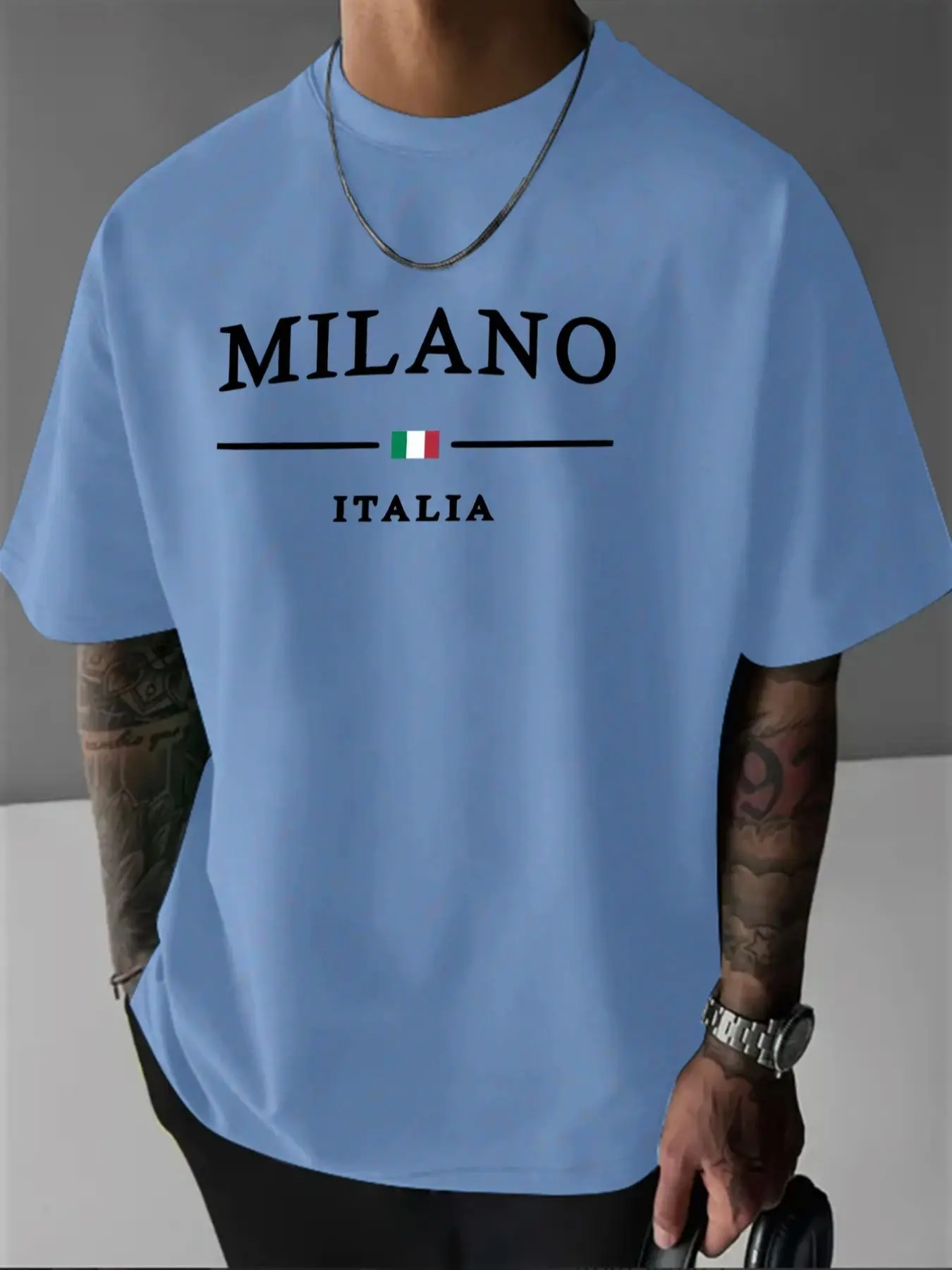 Men's Letter Print Round Neck Tee, Regular Fit Casual Short Sleeve Crew Neck T-Shirt for Summer, Fashion Men's Top for Daily Wear, Clothing
