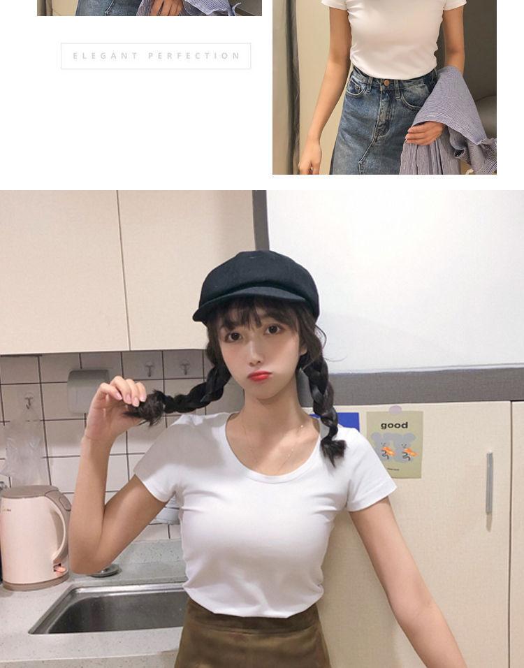 Product Introduction of Belle Live Action Dress 2025 Spring Summer New Women's Black Short U-Neck Short Sleeve T-Shirt Korean Style Casual Tight Sexy Pretty Woman Red Dress 52