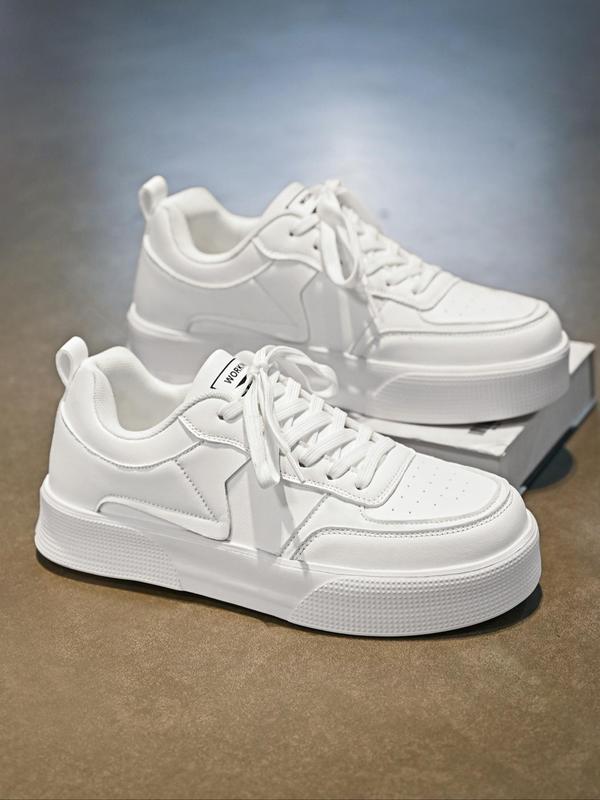 Men's Fashionable Solid Color Patchwork Lace Up Low Top Sneakers, Casual Comfortable Sports Skate Shoes, Male All-match Round Toe Sneakers for Daily Wear 5