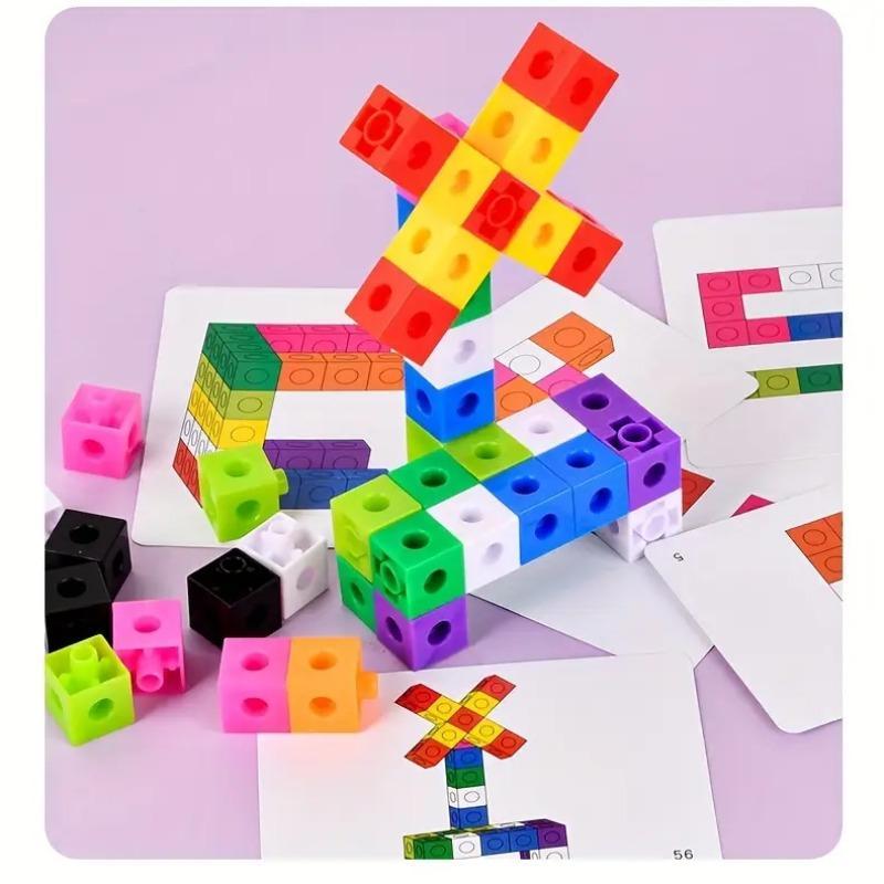 Colorful Building Blocks Toy, 10pcs/box DIY Puzzle Blocks Toy with 30 Cards, Logical Thinking Fine Motor Training Toy, Educational Toy for Kids 6