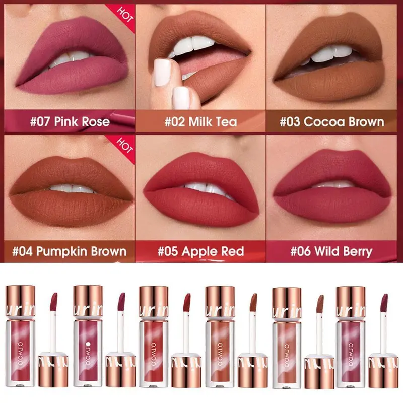 【Harga promosi waktu terbatas!】O.TWO.O Lip Tint Matte Tetap Lolepop Lipstik Lipgloss Tahan Lama X6R0 0