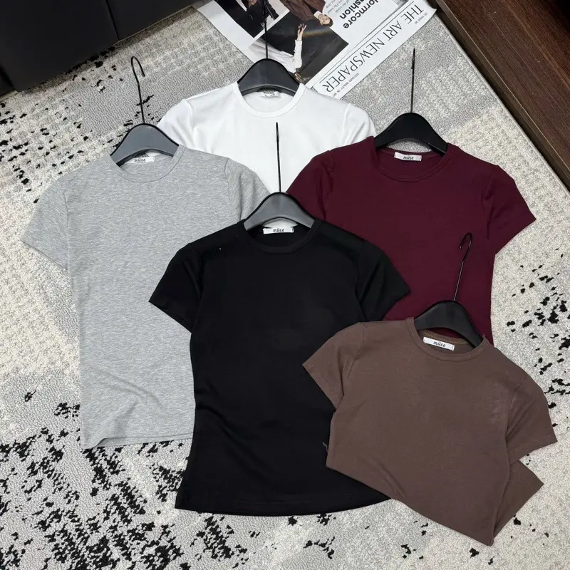 Áo zip basic cổ tròn bọc viền/Áo thun zip co giãn tay cộc dáng body-Fom chuẩn như mẫu 3