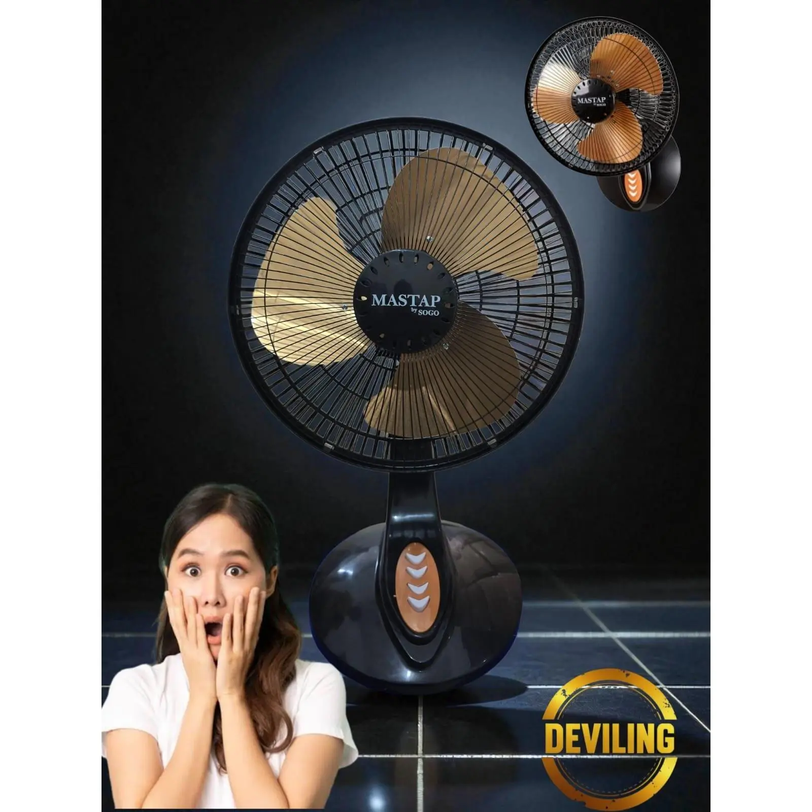 GOLD DESKFAN 12 INCH DUO | Kipas Mastap 2IN1 12 Inch l-
