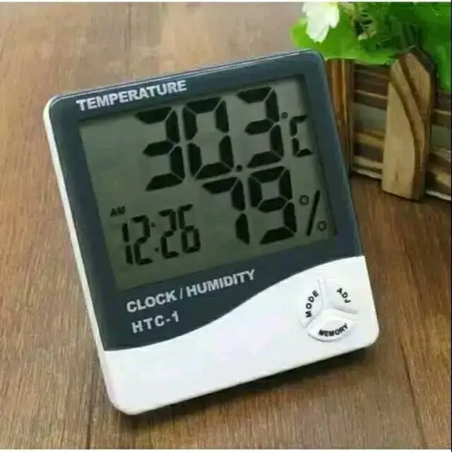 HTC-1 - Thermometer, Hygrometer & Clock - Temperature Humidity Meter Baterai