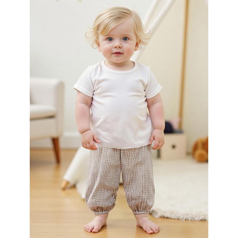 Kids Girls Boys Jogger Pants Loose Plaid Print Elastic Waist Trousers Casual Bottoms for Toddler Newborn Infant 7