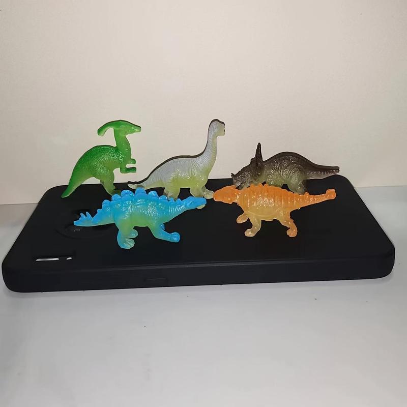 Random Color Luminous Dinosaur Decorations, 12pcs/set Mini Dinosaur Shaped Decoration Craft, Soft Dinosaur Ornament, Home Decor 4