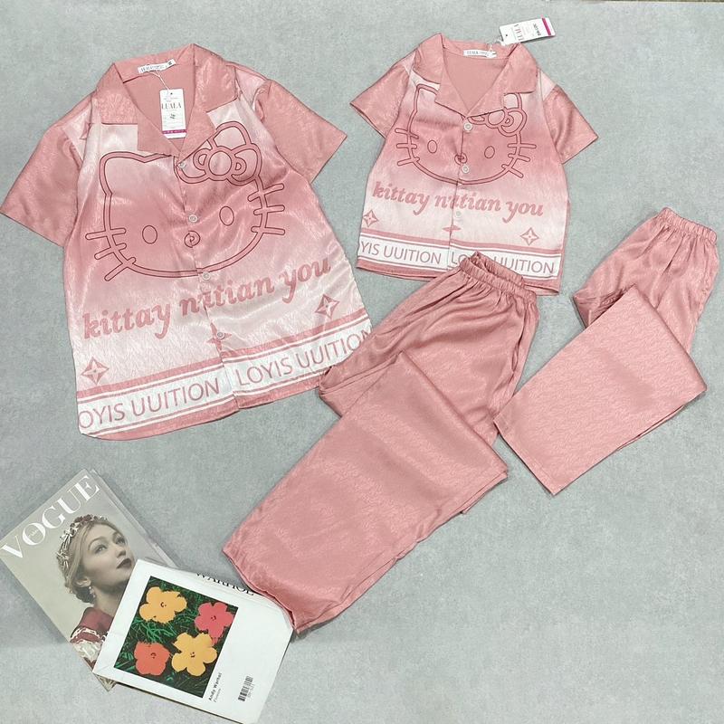 Set bộ ngủ mặc nhà lụa xước nữ cộc dài có sz 40-65kg đồ macnha Women pizamanu pijama ladder Voi Thun 3