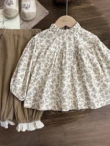 [363703] - Oneset Floral Vintage Anak Cewek Baju Setelan Blouse Celana Panjang Fashion Anak Perempuan - Motif Soothe Flower
