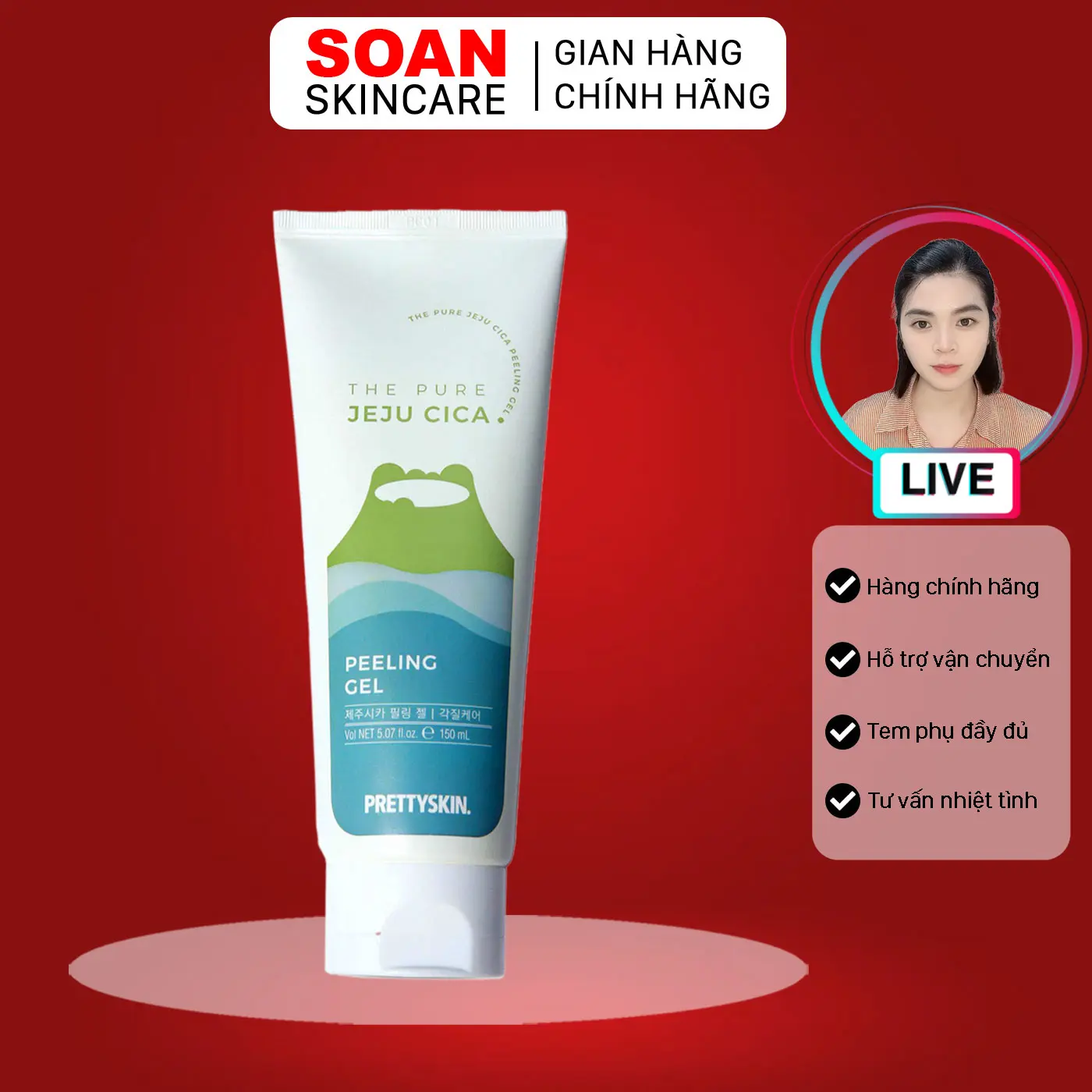 Tẩy da chết rau má Pretty Skin The Pure Jeju Cica Peeling Gel Nữ Women Skincare Peel Da
