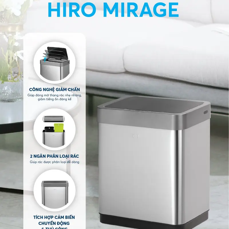 Thùng rác cảm ứng, thùng rác Inox Inochi - nhiều kích cỡ, kiểu dáng, đa công năng, tiện lợi Đồng 2
