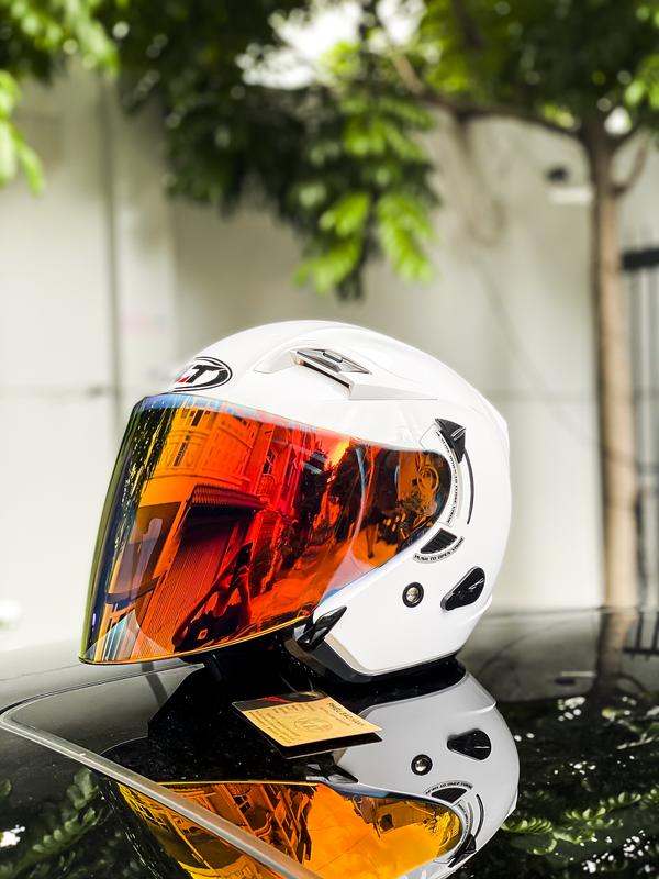 ( Tặng khăn ninja và logo KYT)  Mũ nón bảo hiểm 3/4 2 Kính KLT màu Trắng bóng chính hãng 2025 Helmet