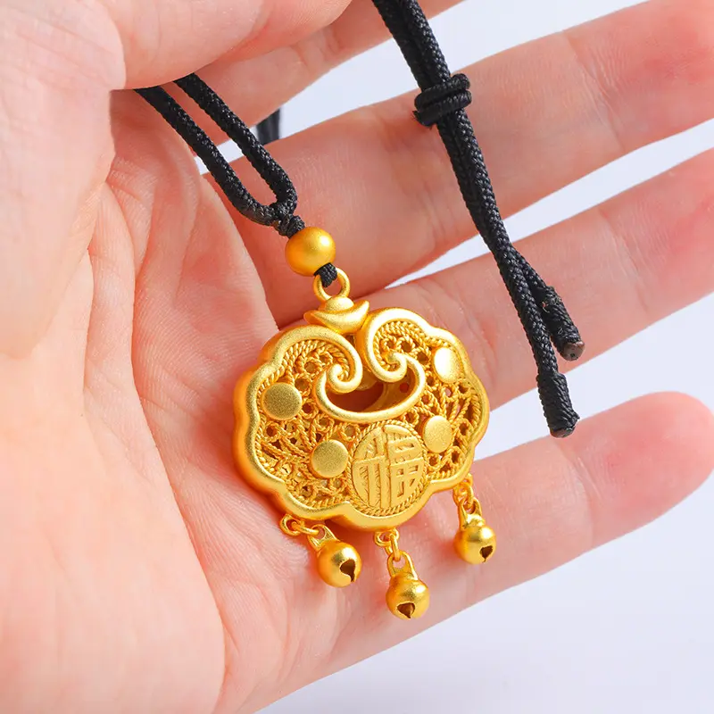 Baby Lock Fortune Lock Longevity Lock Necklace 24K Pendant Sweater Chain Big Brand Infant Full Moon Birthday