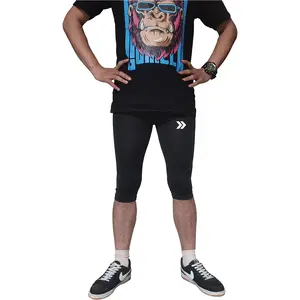 legging pendek pria celana baselayer manset 3/4 unisex pria wanita olahraga sepeda volly renang