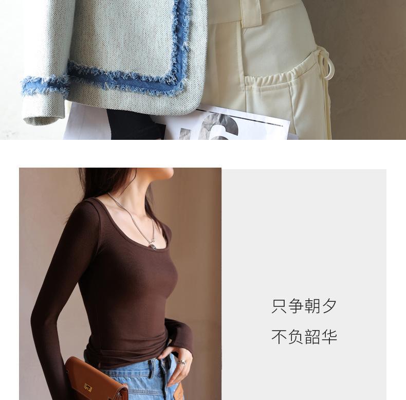 Product Introduction of 2025 Spring, Summer, Autumn Bottoming Shirt Black Low-Neck Women's Spring and Autumn Tops Long Sleeve Inner Wear Korean Style Slim Fit 22