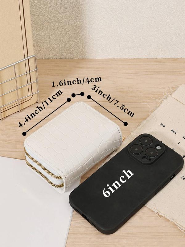 Fashionable Letter Pattern Double-layer Zipper Coin Purse, Lightweight and Portable Credit Card Storage Bag, Casual and Simple Multi-slot Women's Card Bag 1