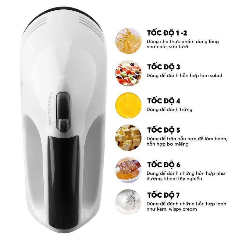 Product Introduction of Máy Đánh Trứng Cầm Tay 7 Tốc Độ, Máy Đánh Trứng Mini Đa Năng - Công Suất 180W, Bảo Hành 12 Tháng 18
