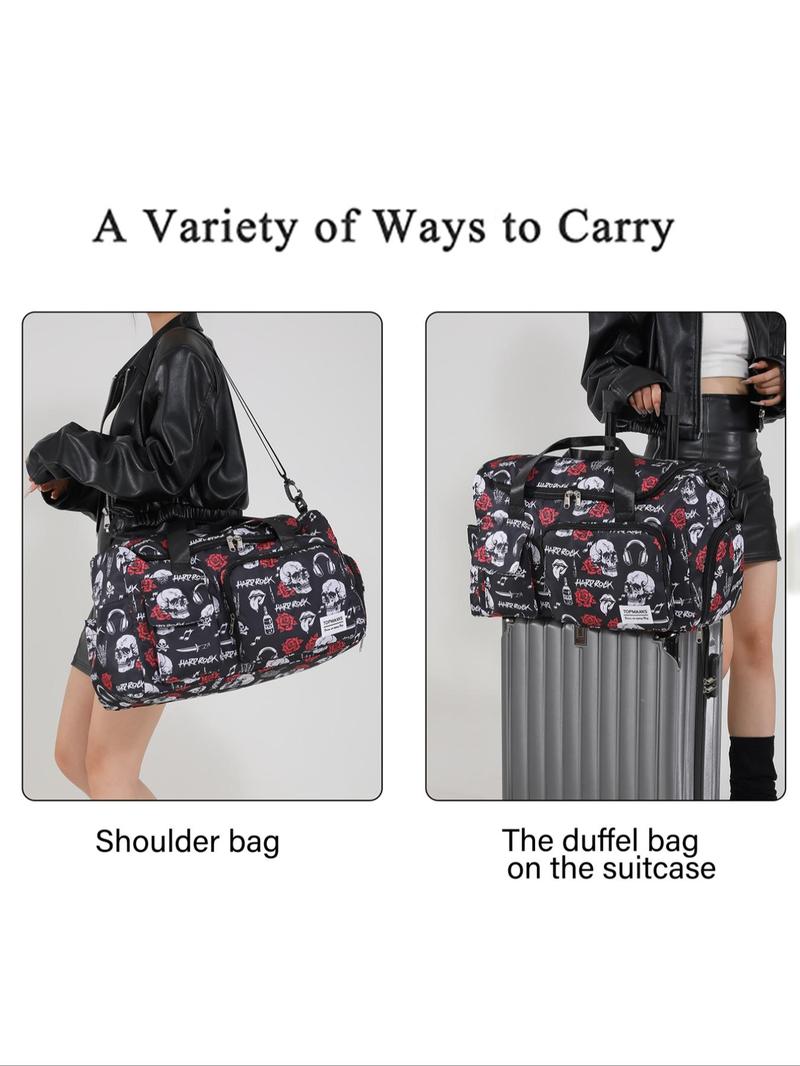 Product Introduction of Pumpkin Ghost Pattern Travel Bag, Large Capacity Duffel Bag, Waterproof Overnight Travel Bag, Portable Weekender Bag for Business Travel Sports Fitness 6