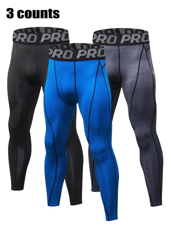 Men's Letter Print Thermal Leggings, Casual Comfy Breathable High Stretch Moisture Wicking Elastic Waist Warm Pants for Fall & Winter, Boyfriend Gifts 2