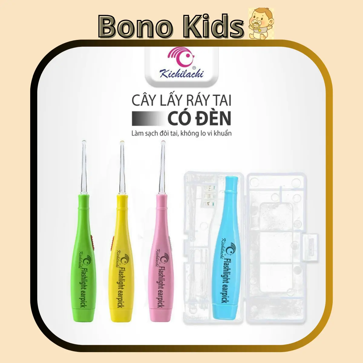 [Có Đèn] Đèn soi tai, dụng cu vệ sinh tai cho bé (Loại có vỉ)