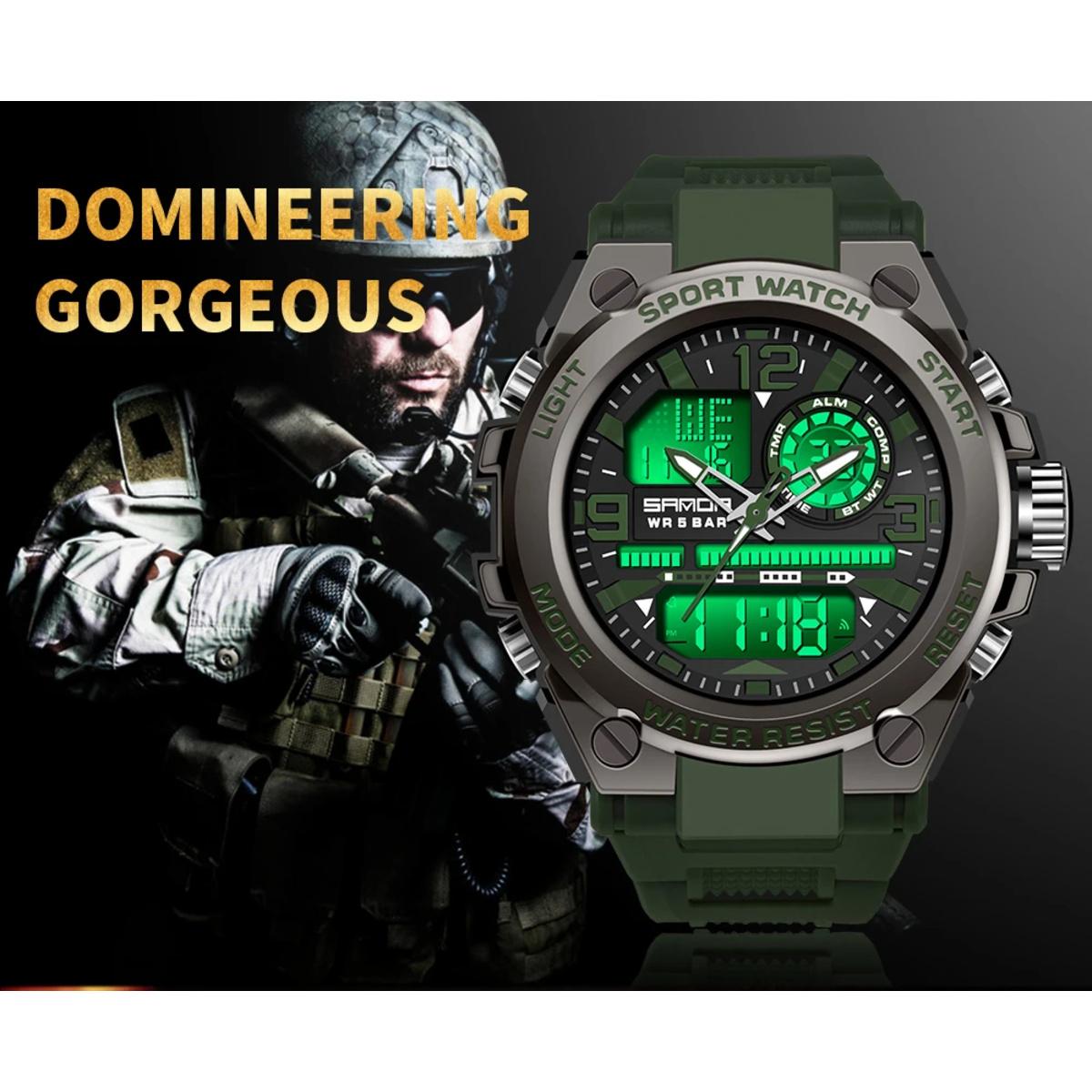 Men Sports Quartz Watches Dual Display LED Electronic Digital Wristwatches Waterproof Military Watch Relogios Masculino