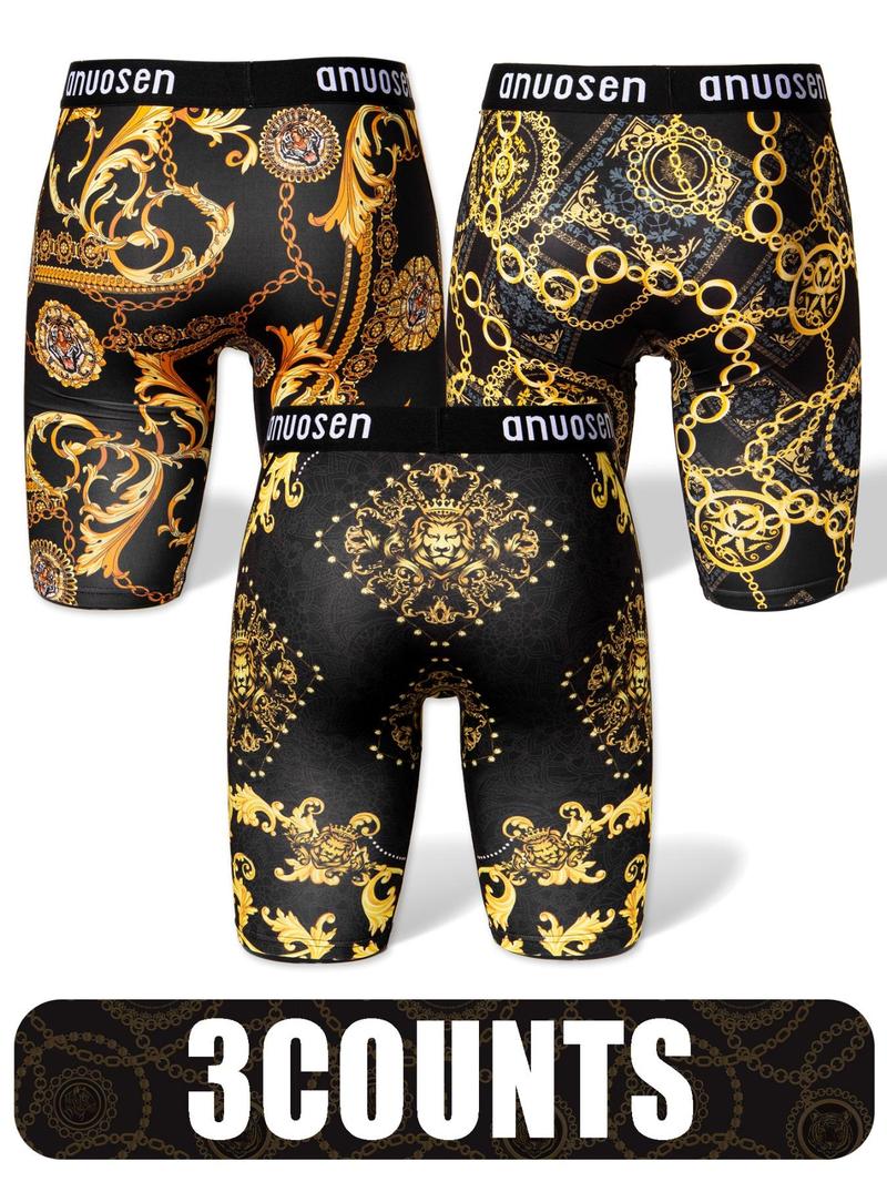 Product Introduction of Men's All Over Print Boxer Brief, Street Fashion Comfy Breathable Underwear for Daily Wear, Men's Underwear Undergarments for All Seasons 5